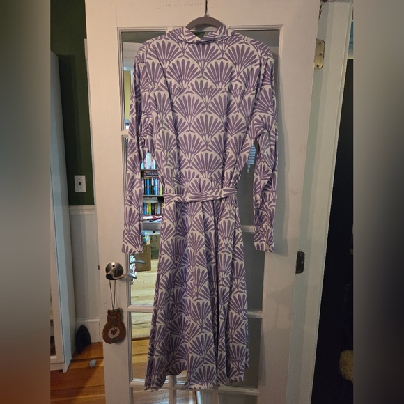 Boden Amy Print Long Sleeve Stretch Cotton Shirtdress - Size 16-18R - Picture 5 of 8